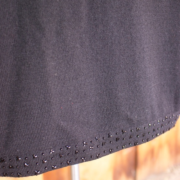 Vintage Talbots 100% Wool Beaded & Lace Knitted Black Button Down Vest Size L - Picture 13 of 16